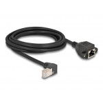 Delock Síťový prodlužovací kabel ze zástrčky S/FTP RJ45, pravoúhlý (90°), na integrovanou zásuvku RJ45, Cat.6A, 3 m