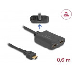 Delock HDMI Splitter 1 x vstupní HDMI na 2 x výstupní HDMI 4K 60 Hz, se zařízením na snížení měřítka