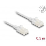 Delock Síťový kabel RJ45 Cat.6A, ze zástrčky na zástrčku, s robustní západkou, pro průmyslové použití, U/UTP Slim, 0,5 m