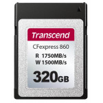 Transcend 320GB CFexpress 860 NVMe PCIe Gen3 x2 (Type B) paměťová karta, 1750MB/s R, 1500MB/s W