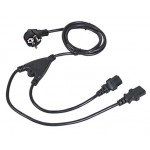 C-TECH Kabel síťový 1,8m 220/230V napájecí, rozdvojka Y, VDE