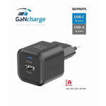 SWISSTEN SÍŤOVÝ ADAPTÉR GaN 1x USB-C 20W PD + 1x USB-A 18W QC ČERNÝ