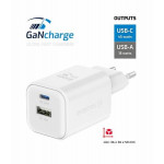 SWISSTEN SÍŤOVÝ ADAPTÉR GaN 1x USB-C 45W PD + 1x USB-A 18W QC BÍLÝ