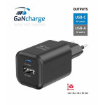 SWISSTEN SÍŤOVÝ ADAPTÉR GaN 1x USB-C 45W PD + 1x USB-A 18W QC ČERNÝ