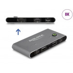 Delock Přepínač KVM z rozhraní USB-C™ na DisplayPort 8K 30 Hz s USB 2.0