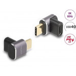 Delock USB Adaptér 40 Gbps USB Type-C™ PD 3.0 100 W samec na samice pravoúhlý 8K 60 Hz kovová kompaktní