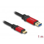 Delock USB 10 Gbps kabel USB Typ-A samec na USB Type-C™ samec 1 m červený kovový