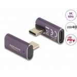 Delock USB Adaptér 40 Gbps USB Type-C™ PD 3.1 240 W samec na samice otočný pravoúhlý levý / pravý 8K 60 Hz kovová