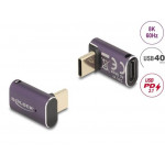 Delock USB Adaptér 40 Gbps USB Type-C™ PD 3.1 240 W samec na samice pravoúhlý 8K 60 Hz kovová