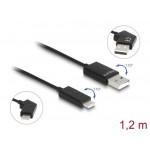 Delock Kabel ze zástrčky USB 2.0 Typ-A na zástrčku USB Type-C™, otočný, s funkcí rychlého nabíjení 60 W, 1,2 m
