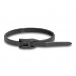 Delock Kabelový úvazek s plochou hlavou, D 150 x Š 3,6 mm, 100 ks černá