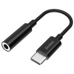 Genius ACC-C100, Redukce, USB-C zástrčka, 3,5mm jack zásuvka, 10cm, černá