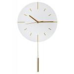 PLATINET NÁSTĚNNÉ KULATÉ HODINY LARK WHITE, tichý mechanismus, stylové kyvadlo 