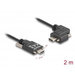 Delock USB 2.0 kabel USB Type-C™ samec se šrouby na USB Type-C™ samec se šrouby pravoúhlý levý / pravý PD 3.0 60 W 2 m