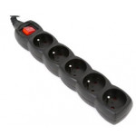 OMEGA Prodlužovací zásuvková lišta s 5 zásuvkami 3,0M 16A 5 SOCKET TYPE E FRENCH BLACK