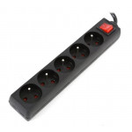 OMEGA Prodlužovací zásuvková lišta s 5 zásuvkami WITH BASIC SURGE PROTECTION 5M 16A 5 SOCKET TYPE E FRENCH BLACK