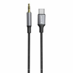 SWISSTEN AUDIO ADAPTÉR TEXTILE USB-C (samec) / 3,5 mm JACK (samec) 1,5M ČERNÝ (nahrazuje 73501303)