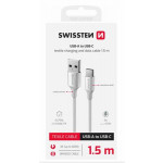 SWISSTEN DATOVÝ KABEL TEXTILE II USB / USB-C 1,5 M BÍLÝ