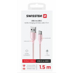 SWISSTEN DATOVÝ KABEL TEXTILE II USB / USB-C 1,5 M RŮŽOVÝ