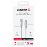 SWISSTEN DATOVÝ KABEL TEXTILE II USB-C / LIGHTNING 1,5 M BÍLÝ