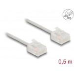 Delock Síťový kabel rozhraní RJ45 Cat.6, UTP Ultra Slim, 0,5 m, šedá s krátkými zástrčkami