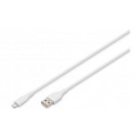 Digitus USB Silicone charging cable, USB-A - Lightning 0,5m, USB 2.0, 12W, white