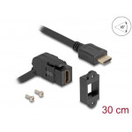 Delock Montáž na panel, HDMI, z úhlové zásuvky (45°) na zástrčku HDMI, s kabelem délky 30 cm, 8K 60 Hz, černá