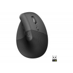 Logitech Lift Vertical Ergonomic Mouse - Grafitová, 400-4000dpi, 6 tlačítek, bluetooth, logitech bolt