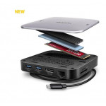 AXAGON HMC-UFO, USB 10Gbps hub, 2x USB-A, USB-C, HDMI 4k/60, RJ-45, M.2 slot, SD/mSD, audio, PD 100W, kabel USB-C 65cm