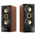 Genius SP-HF800BT, Reproduktory, 2.0, 20W, 3,5mm jack, Bluetooth 5.3, USB, dřevěné, černo-hnědé