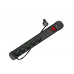 LANBERG Přepěťová ochrana SP1, délka 3m, 5x výstupy, francouzské vývody, černá