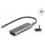 Delock Hub USB 10 Gbps se 4 porty USB Typ-A, s konektorem USB Type-C™ a s dalším napájecím portem
