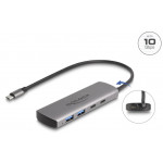 Delock Hub USB 10 Gbps se 2 porty USB Typ-A + 2 porty USB Type-C™ s konektorem USB Type-C™ a s dalším napájecím portem