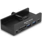 Delock Externí 3 portový rozbočovač USB 5 Gbps, 2 x USB Typ-A, 1 x USB Type-C™ a čtečka karet se 2 sloty