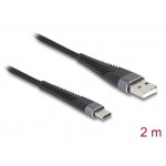 Delock Kabel USB 2.0 ze zástrčky USB Typ-A na zástrčku USB Type-C™, s prodlouženou ochranou proti ohybu, 2 m