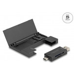 Delock Čtečka karet USB 5 Gbps, USB Type-C™ / Typ-A na paměťové karty SD a Micro SD s praktickým pouzdrem na paměťové ka