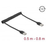 Delock Stočený kabel EASY-USB 2.0 ze zástrčky Typ-A na zástrčku EASY-USB Typ-A, 0,5 m až 0,8 m, černý