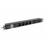 LANBERG 19"  1U 10A 2M 4X FRANCOUZSKÉ ZÁSUVKY 4X ZÁSUVKY IEC C13 ČERNÁ C14