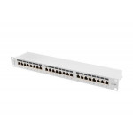 LANBERG PATCH PANEL 24 PORTŮ 1U 19" CAT.6A FTP STÍNĚNÝ ŠEDÝ 