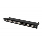 LANBERG PATCH PANEL 24 PORTŮ 1U 19" CAT.7 FTP STÍNĚNÝ ČERNÝ 