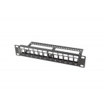 LANBERG PATCH PANEL 12 PORTŮ 1U S ORGANIZÉREM PRO KEYSTONE MODULY ČERNÝ 