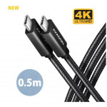 AXAGON BUCM32-CM05AB, SPEED+ kabel USB-C  USB-C, 0.5m, USB 20Gbps, PD 100W 5A, 4K HD, ALU, oplet, černý