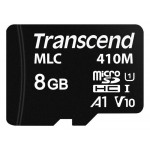 Transcend 8GB microSDHC410M UHS-I U1 (Class 10) A1 V10 MLC průmyslová paměťová karta (bez adaptéru), 100MB/s R, 22MB/s W