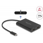 Delock Adaptér z USB Type-C™ na 2 x HDMI, 4K 60 Hz, s grafikou DisplayLink® a USB PD