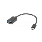 LANBERG USB-C(M) 2.0->USB-A(F) ADAPTER CABLE 15CM OTG BLACK 