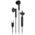 Genius HS-M366 Headset, drátový, do uší, mikrofon, ovládání hlasitosti, 360° rotační klip, USB-C, černý