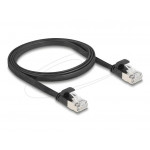 Delock RJ45 plochý patch kabel zástrčka na zástrčku Cat.6A U/FTP 1 m, černý