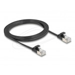 Delock Plochý patch kabel RJ45 zástrčka na zástrčku Cat.6A U/FTP 1,5 m, černý