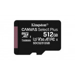 KINGSTON 512GB microSDXC CANVAS Plus Memory Card 150MB/s Read, UHS-I Speed Class, U3, V30, A1 - bez adaptéru