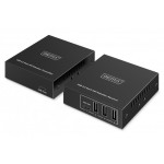 DIGITUS USB 3.2 Gen1 CAT Extender, 5 Gbps, 4 porty: 3x USB-A / 1x USB-C, 100m